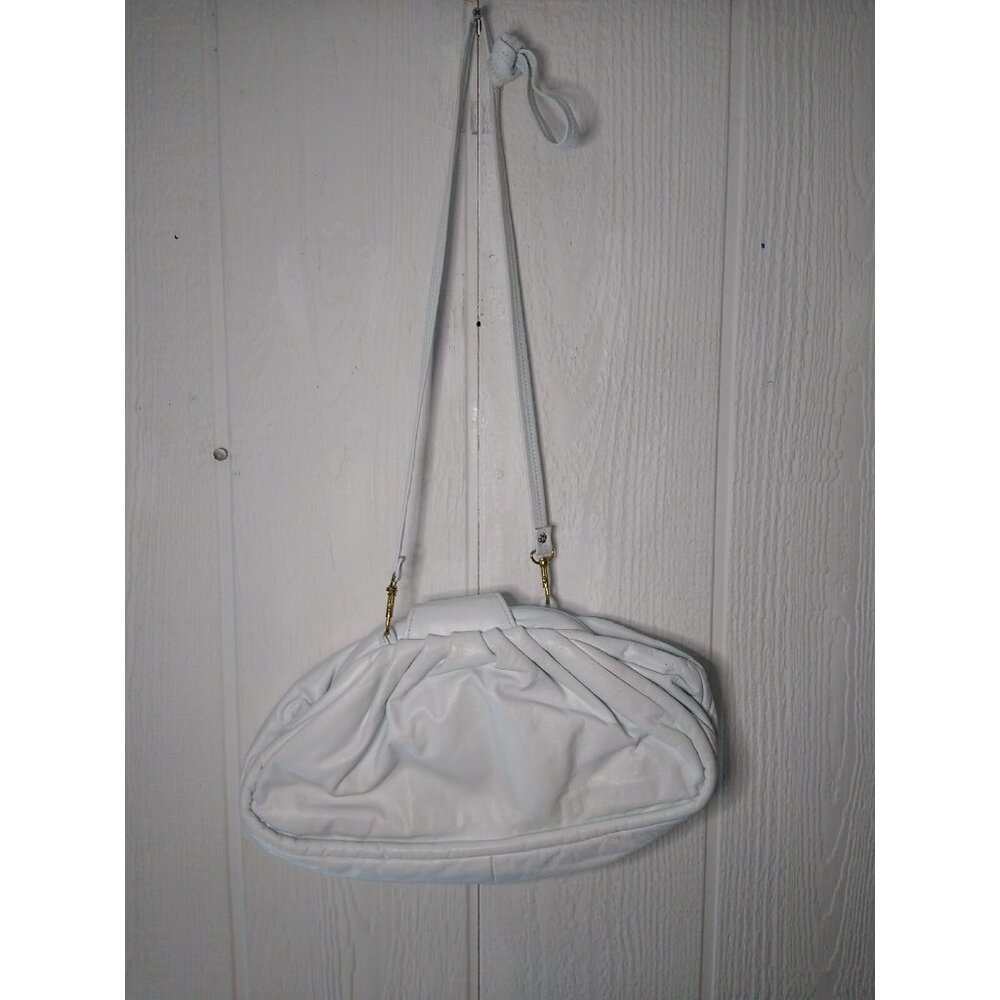 Samir Vtg HandBag White Bright Color Block Zigzag Prints Leather Hinged Purse - Picture 6 of 12